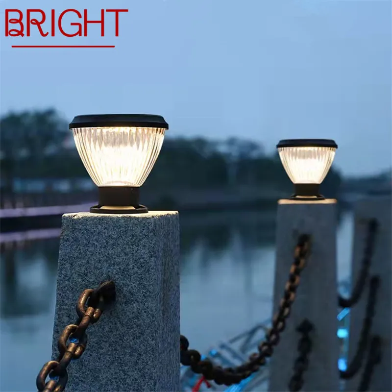 

BRIGHT Outdoor Post Lamp Contemporary Waterproof LED Vintage Solar for Courtyard Garden Villa Balcony Decor Pillar Light