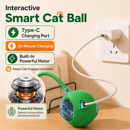 New Cat Interactive Ball Toy Automatic Rolling Cat Ball Rechargeable Smart Kitten Interactive Toy Intelligent Balls Toy for Cat - Image 5