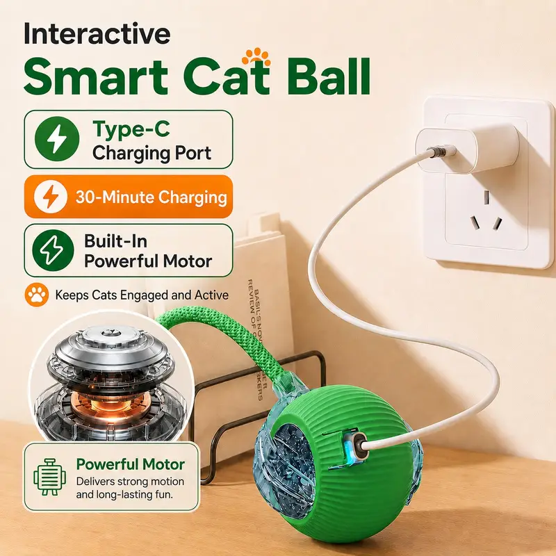 New Cat Interactive Ball Toy Automatic Rolling Cat Ball Rechargeable Smart Kitten Interactive Toy Intelligent Balls Toy for Cat - Image 5