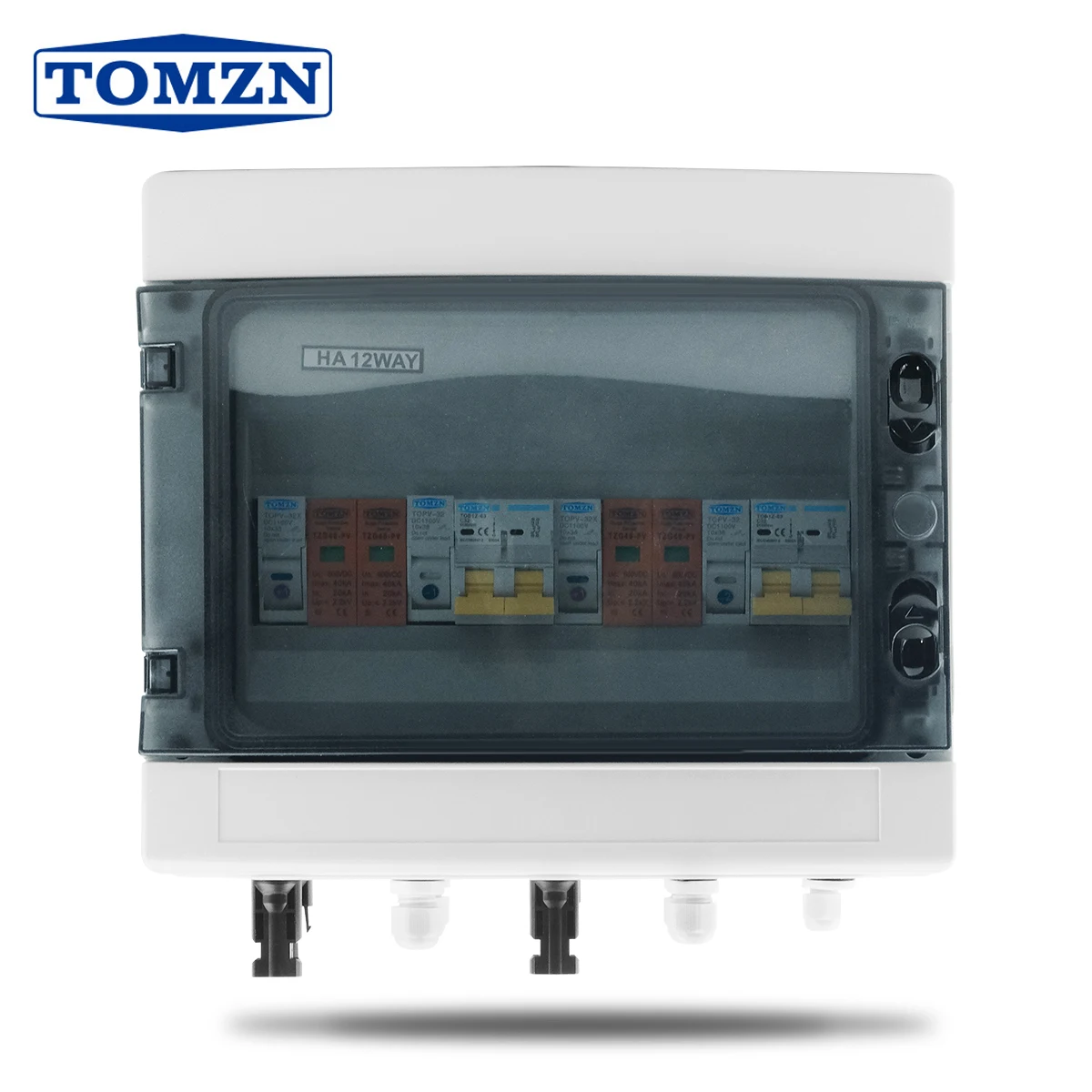 Tomzn-caixa Combinadora Fotovoltaica Solar Fotovoltaica Caixa Impermeável com Proteção contra Raios Entrada Saída Fusível dc 600v Mcb Spd Ip65 12 Maneiras