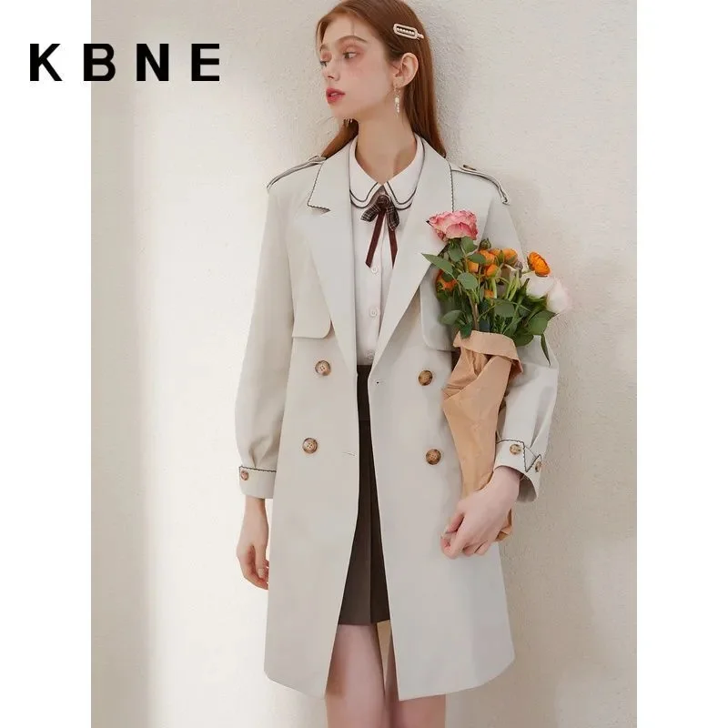 Long Windbreaker Coat Women's Spring Popular Coat 2023 Autumn New Long-sleeved short Coat Female Trench Double Breasted Outwear