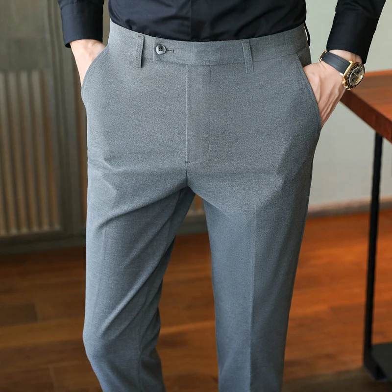 Business Pants Suit Pants Men Pants 28-44 Brand Boutique Fashion Pure Color Men's Casual Business Office Suit Pants