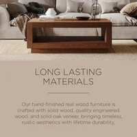 Artemis Large 2 Tier Contemporary Rectangle Wooden Center Coffee Table with Shelf Storage for Living Room in Refined 2