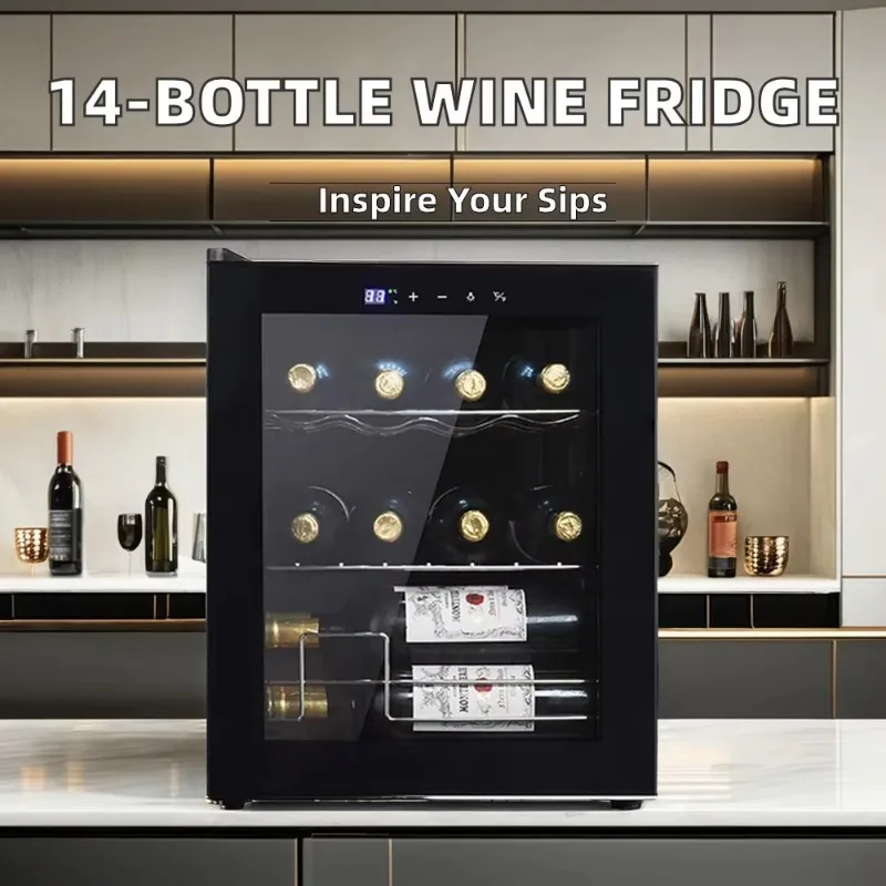 Mini Electric 48-Liter Wine Fridge Cooler Small Size Wine & Beverage Cellar Bar Cabinet
