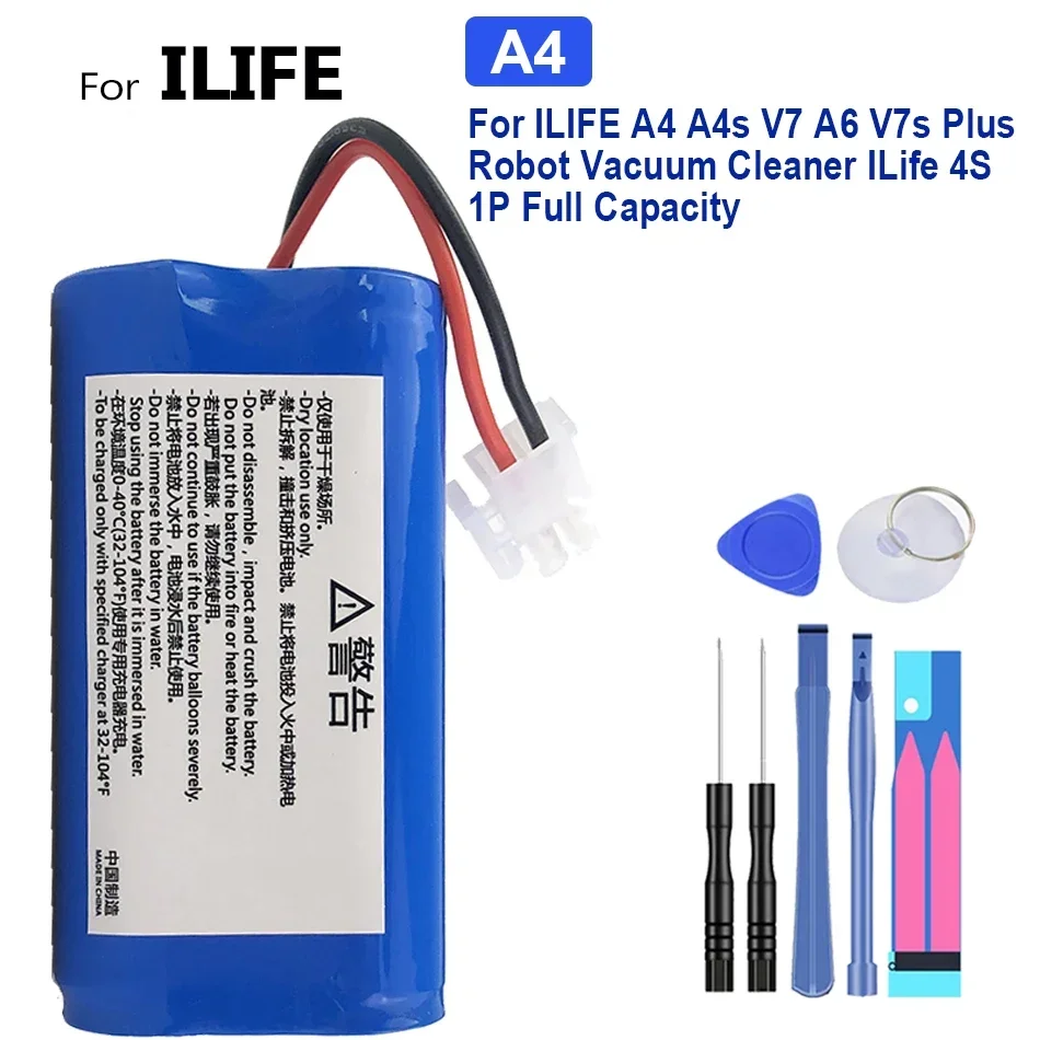 

Battery For ILIFE A4, A4s, V7, A6, V7s Plus, V7sPlus, For Robot Vacuum Cleaner, Full Capacity, 4S, ILife4S, 1P, 3400mAh