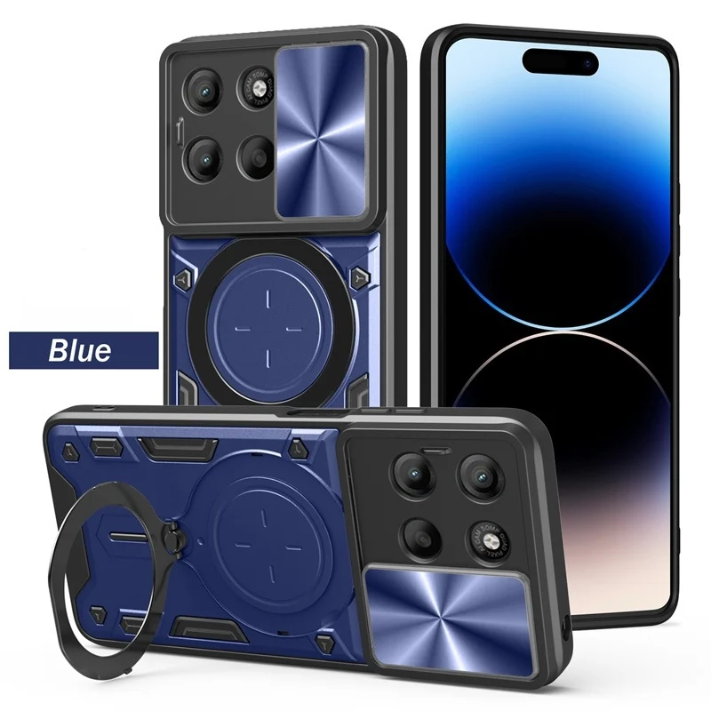 Enhanced Magnetic Metal Ring Bracket Phone Case with Slide Camera Lens Protection