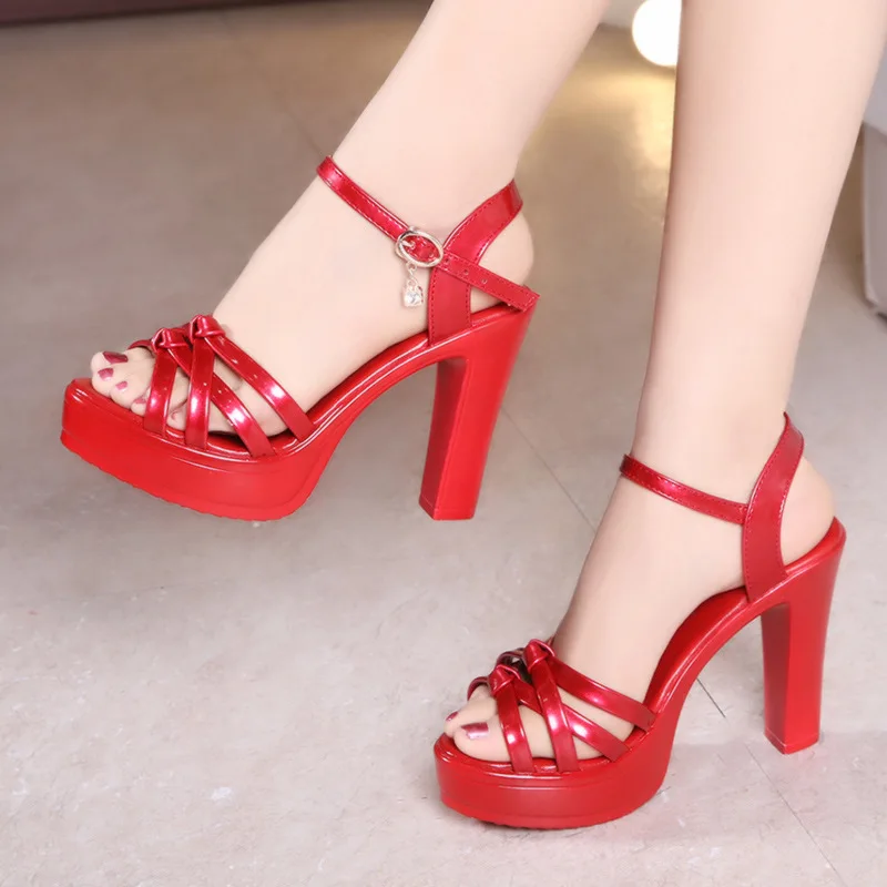 Big Size 32-43 Block Heels Platform Sandals Woman Shoes Summer 10cm High Heels Gladiator Sandals Women Sandals for Party