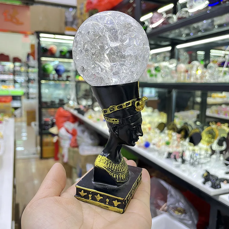 

Resin Egypt goddess Display stand for crystal spheres Craft Ornaments Balls base Holder Home Office Decor