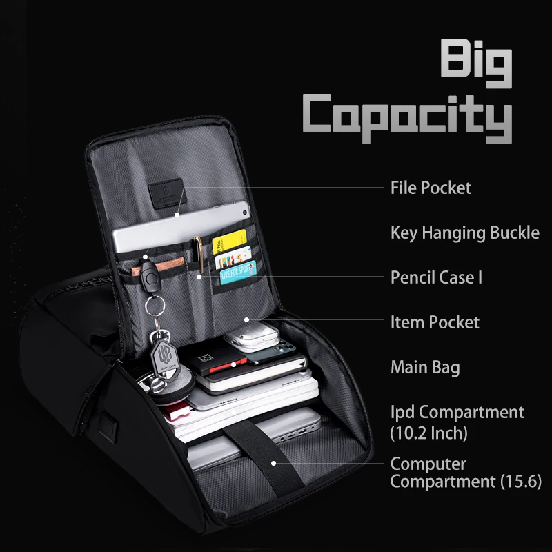 Arctic Hunter Men's High Quality New Waterproof Trend Buckle Hook Backpack Business Leisure Computer Backpack College Student Sc 2
