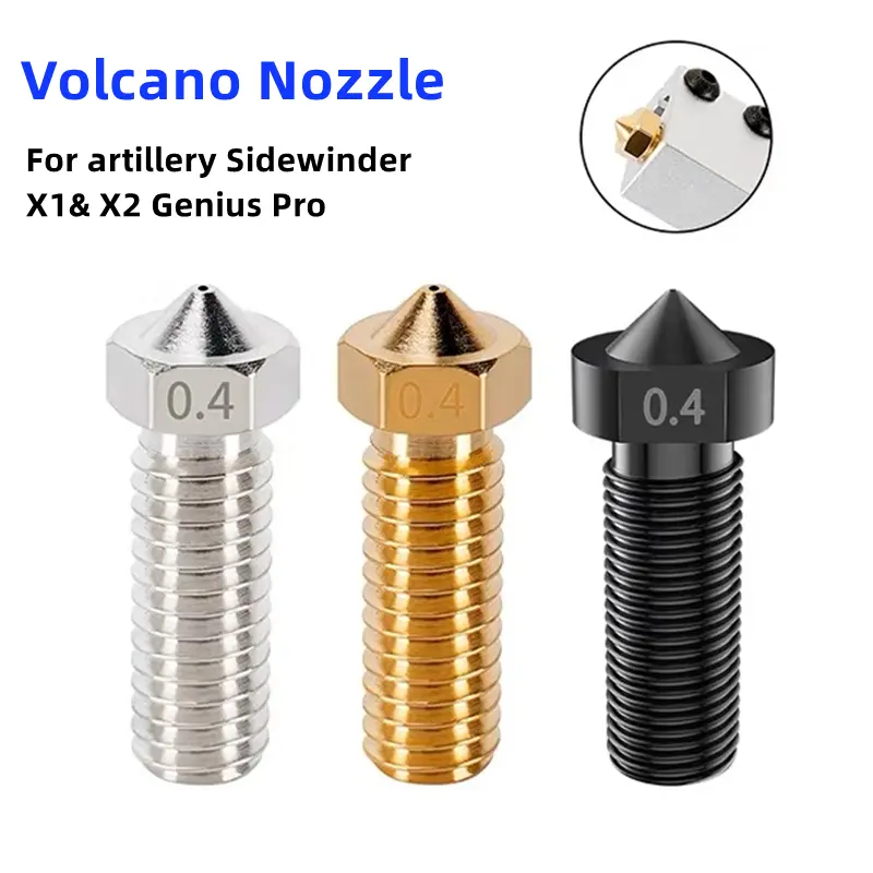 Volcano Nozzle For Artillery Sidewinder X1 & X2 Genius Pro Vyper Kobra Plus, Max 1.75mm Filament M6 Thread Hotend Brass Nozzles image 1