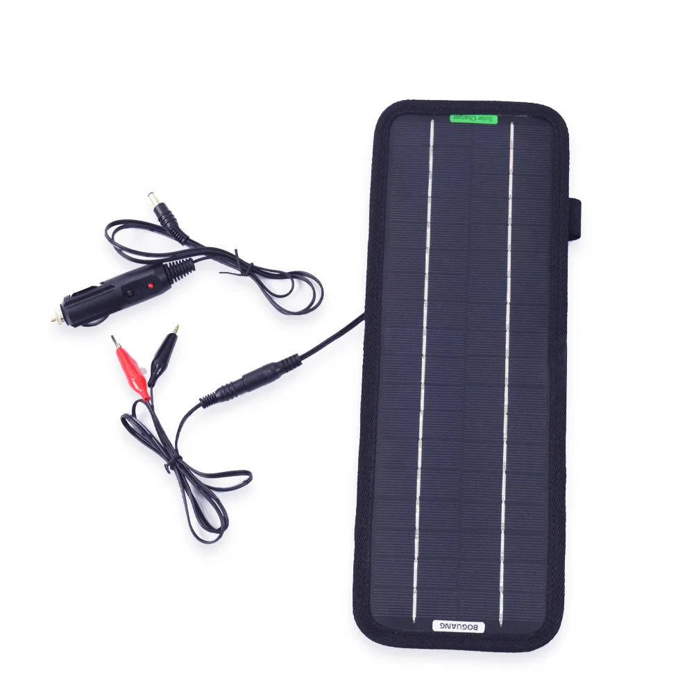 Cargador de Panel Solar monocristalino de 5W y 18V de CC con enchufe para encendedor de cigarrillos de coche y Cable de Clip de cocodrilo de carga de batería  18V Solar Panel 12V