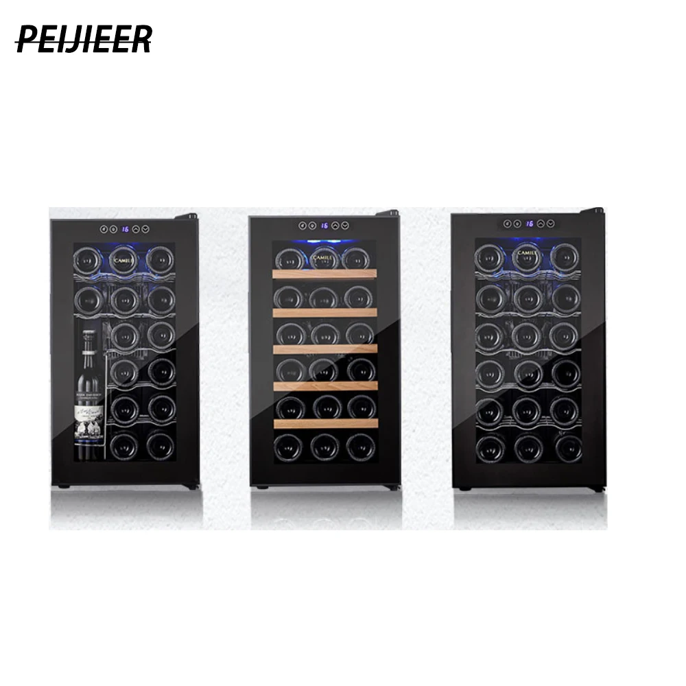 Black 32L 12 Bottles Glass Door Beverage Wine Coolers