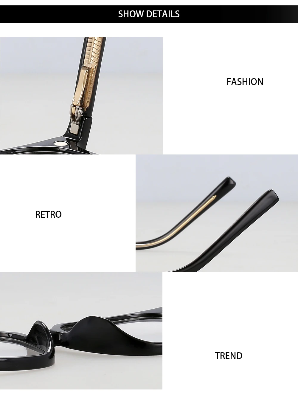 R56532 Damen quadratische Lesebrille 100 ~ 300 polarisierte Magnet clip Frauen Mode presbyopische Brille – Detail 4