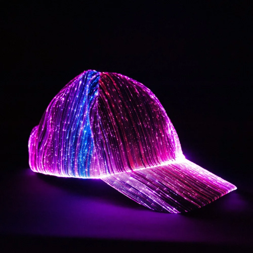 7 Colors Changing Fiber Optic Cap Rechargeable USB Charging Luminous Glowing Hat Flashing Light Up Cap