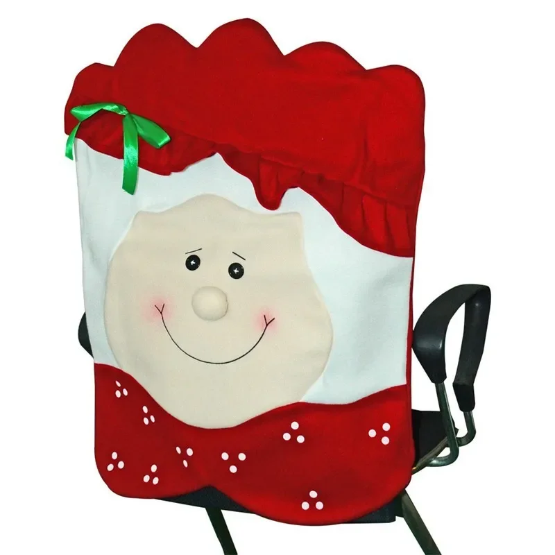 1pc Lovely Christmas Chair Covers Mr & Mrs Santa Claus Christmas Decoration Dining Room Chair Cover Home Party Decor Gift 3