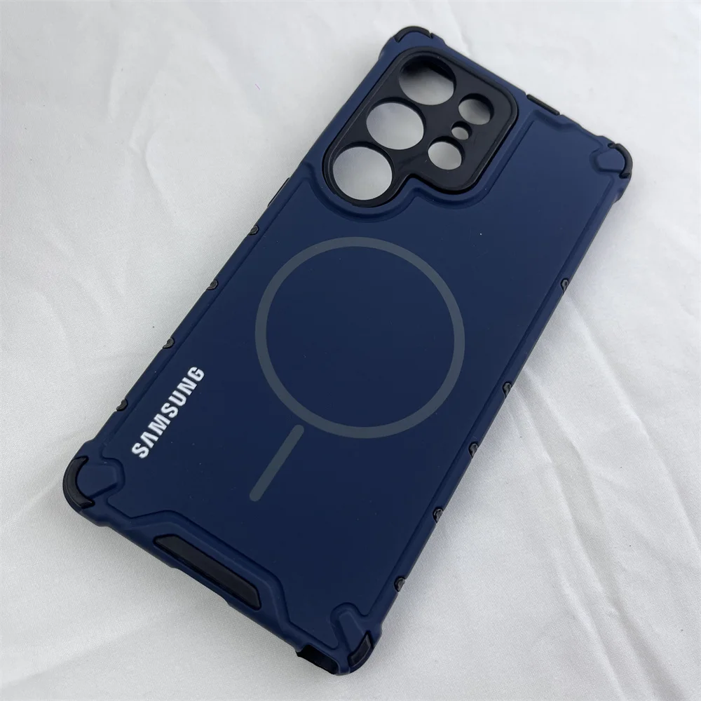 Luxury Armor Anti-Fall Magnetic Case - Shockproof Matte Wireless Charging Cover