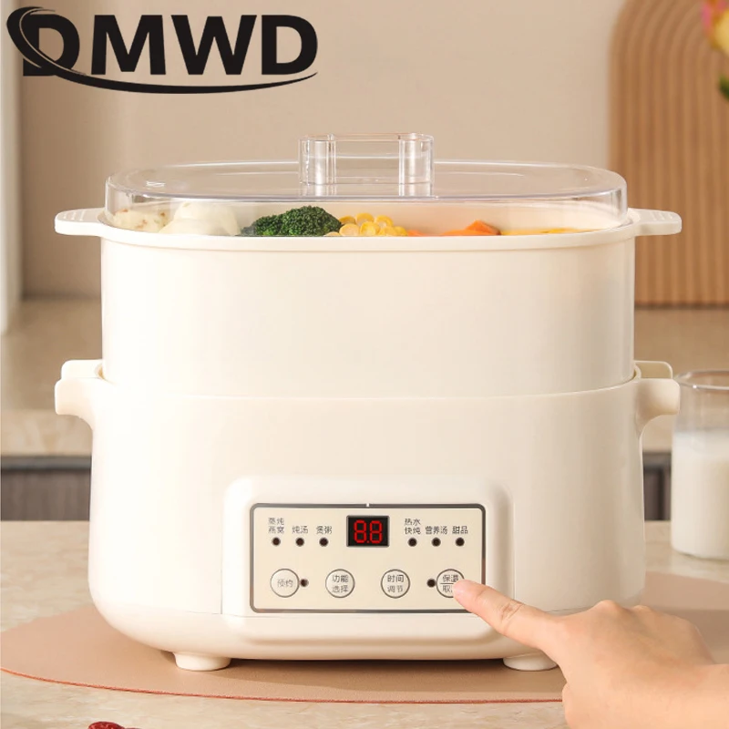 Electric Stew Cooker Multifunctional Intelligent Slow Cookers Ceramics Liner Water Stewing Pot Soup BB Porridge Food Steamer
