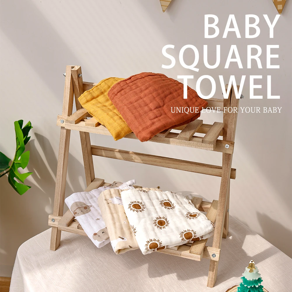 HappyFlute 30*30CM 5PCS Set Hangable Super Absorbent Bamboo Cotton Towel Design For Home Or Travel Use Baby Bibs&Cleanning Wipe
