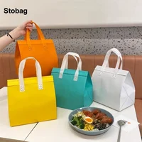StoBag 50pcs Wholesale Color Non-woven Insulation Tote Bag Portable Fabric for Food Drinks Package Keep Warm Cold Delivery Pouch 1