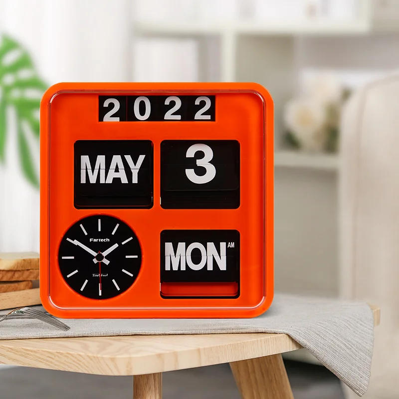 Fartech automatic calendar flip clock retro desktop clock