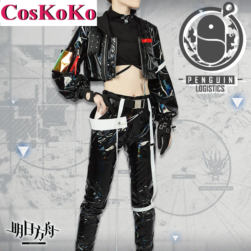 

CosKoKo Texas Cosplay Anime Game Arknights Costume Music Synesthesia Patent Leather Combat Uniform Halloween Role Play Clothing