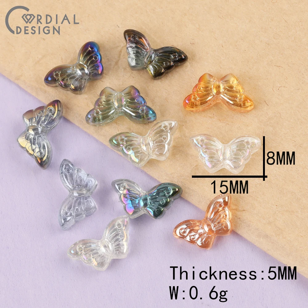 Cordial Design 8*15MM 500pcs Beads Making/Aurora Effect/DIY Glass Bead/Butterfly Shape/Jewelry Findings & Components/Hand Made - cordial