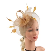 Women Mesh Veil Fascinator Hat with Feather, Flower Headband with Clip, Kentucky Derby Wedding Bridal Cocktail Headwear 5