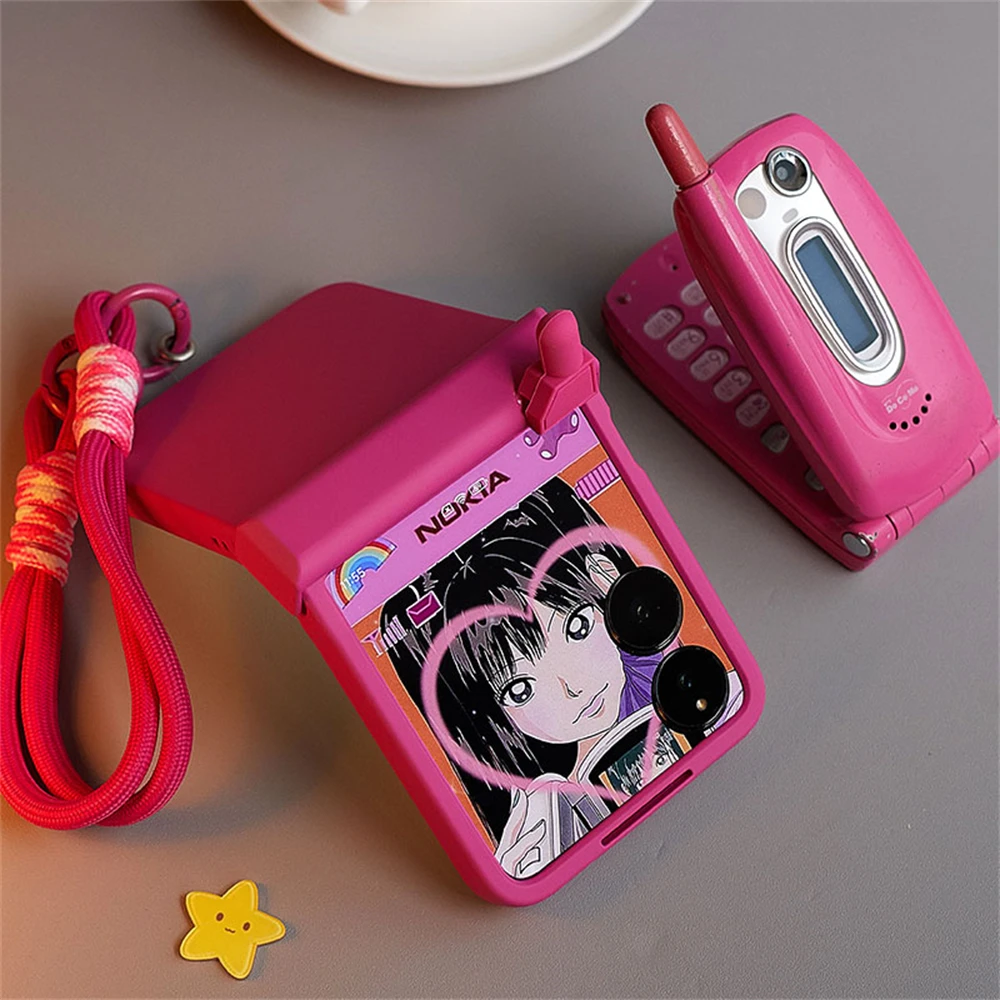 Kawaii Mobile Phone Case with Strap - Cute Girl Design