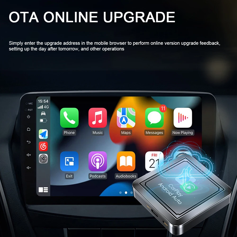 무선 카플레이 미니 박스 동글 무선 안드로이드 자동 어댑터, OEM 유선 카플레이 안드로이드 자동차 플러그 앤 플레이, 대부분의 자동차에 적합