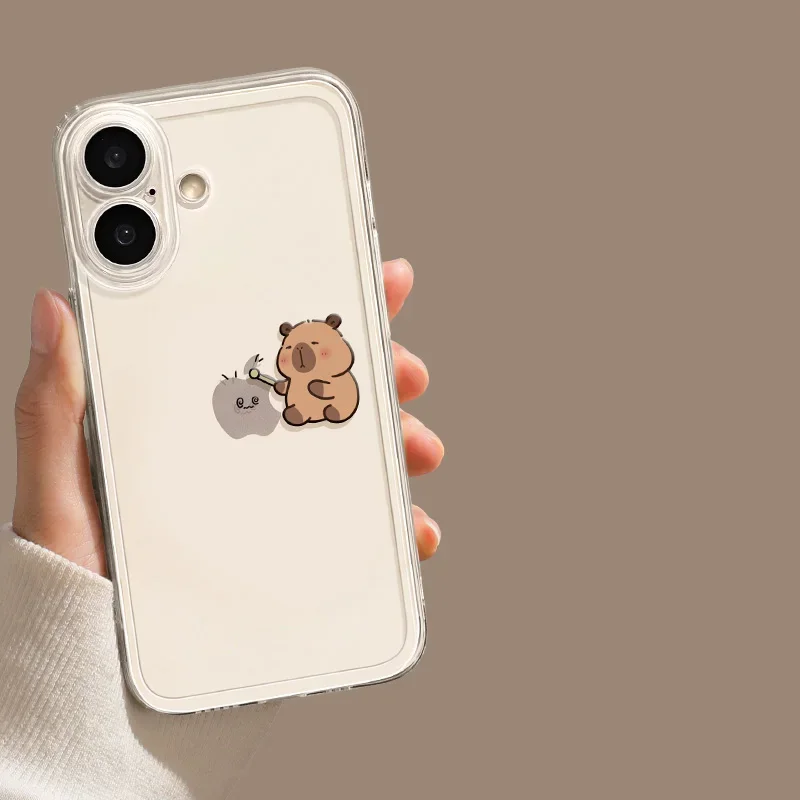 Adorable Cartoon Capybara Transparent Phone Case Cover