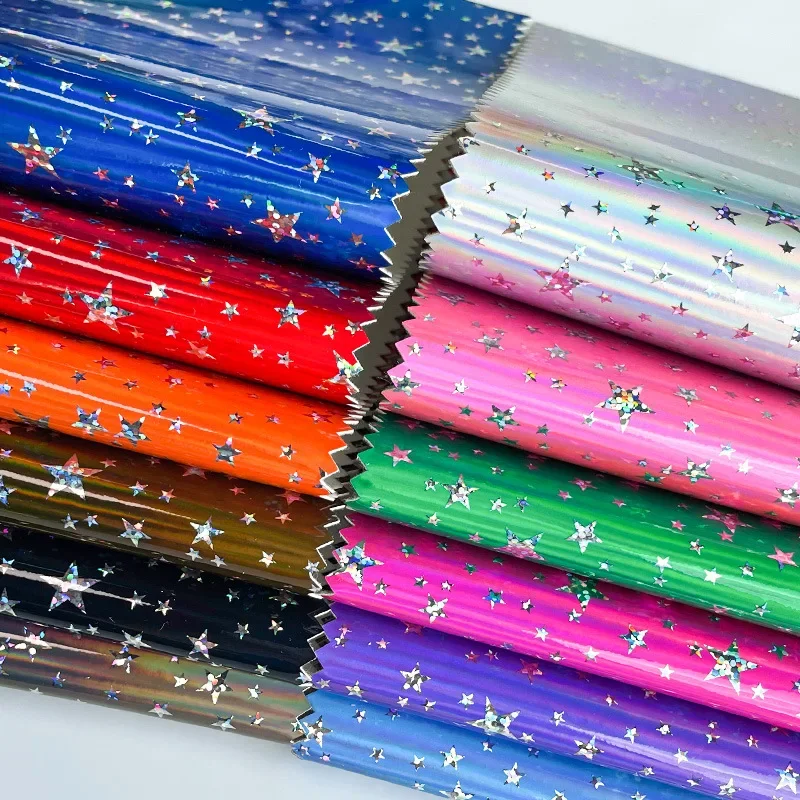 New Fashionable PU Leather Laser Star Bag Material Durable Handbag Luggage Shoe Material Accessories Solid Color Leather
