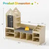 Kids Bookshelf with Reading Nook, Wooden Toy Storage Organizer with Chalkboard and Bench, Kids Reading Nook for Boys & Girls 2
