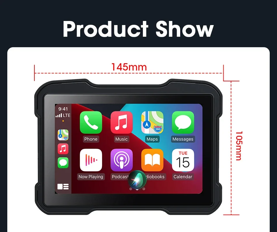 Srnubi Motorrad-GPS-Navigation, IPX7, wasserdicht, 5-Zoll-Bildschirm, tragbares Motorrad, kabelloses Carplay, Android-Auto-Monitor, DVR – Detail 21