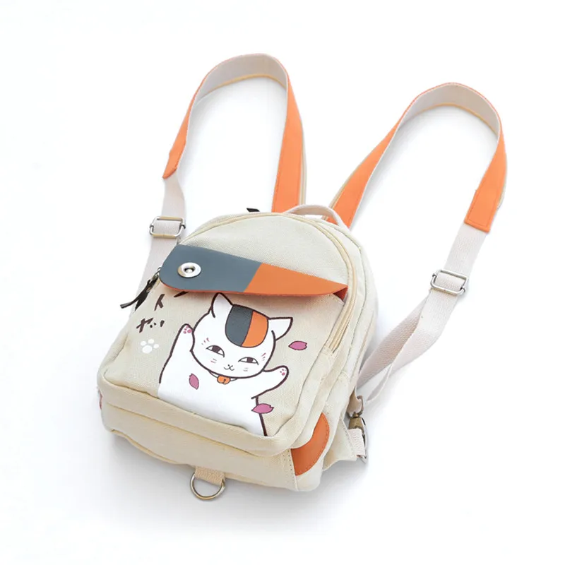 

Холщовый Рюкзак Нацумэ Yuujinchou, нагрудная сумка с аниме рисунком кошки и учителя, миниатюрные рюкзаки для девочек, школьные сумки