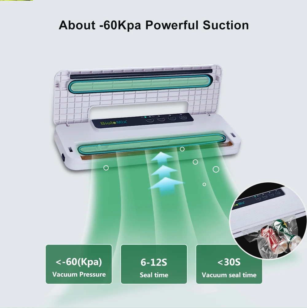 Automatic Vacuum Sealer Wet Or Dry Food Saver Packing Machine with 10pcs Free Bags for Sous Vide bag sealer food vacuum sealer