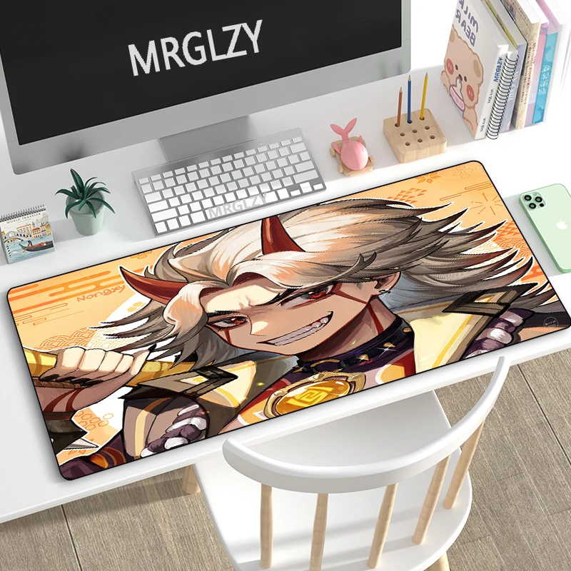 

Genshin Impact MousePad Gaming Accessories 400*900MM Large Desk Mat Arataki Itto Mouse Pad XXL Rubber Keyboard Mousepad for LOL