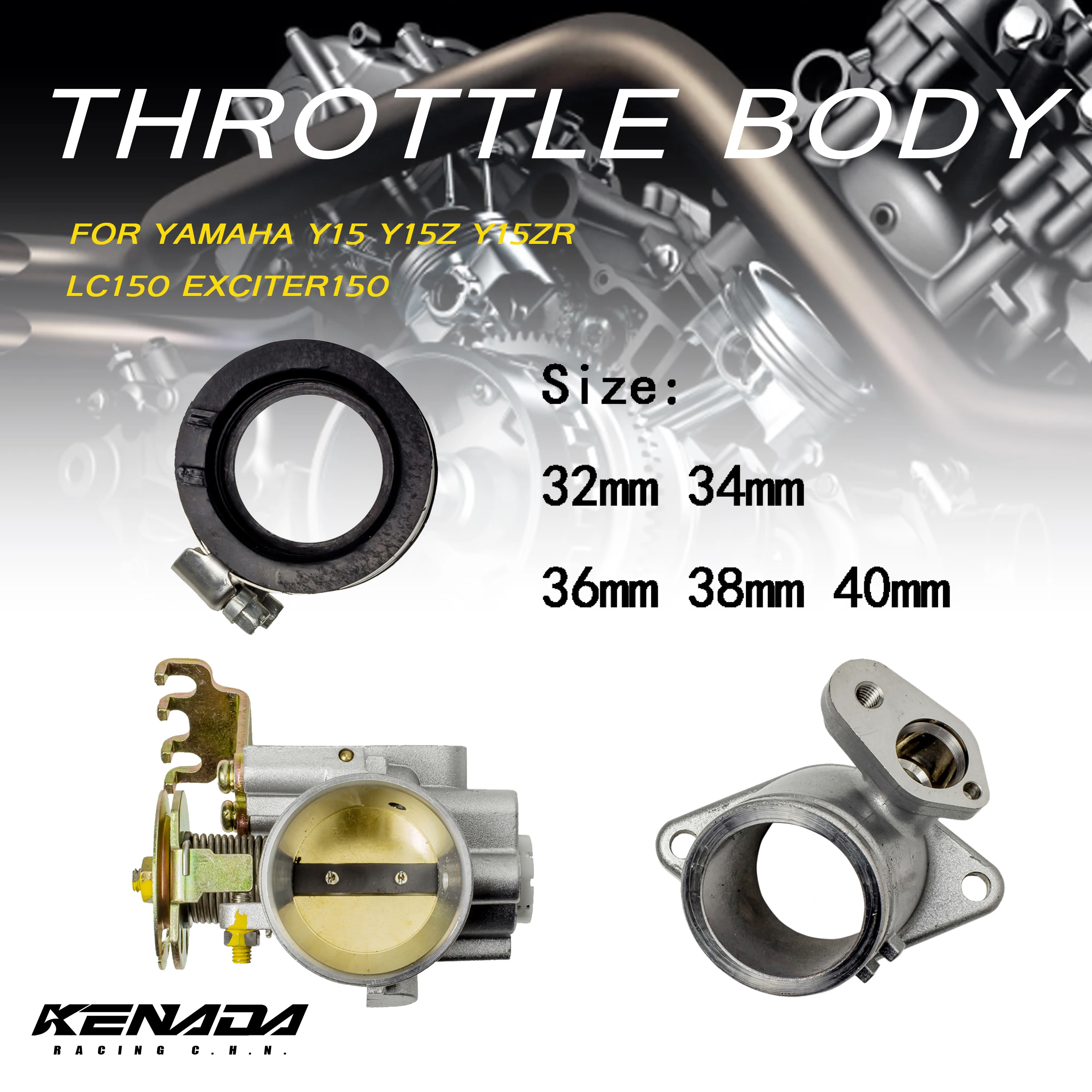 

MOTORCYCLE RACING THROTTLE BODY & INTAKE 32MM/34MM/36MM/38MM/40MM FOR YAMAHA Y15 Y15Z Y15ZR LC150 EXCITER150