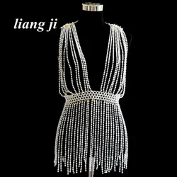 Body Jewelry Simulated Pearl Sexy Skirt Chain Bikini Chest Chain Makeup Dance Lumbar Chain Dress Bra Chain портупея