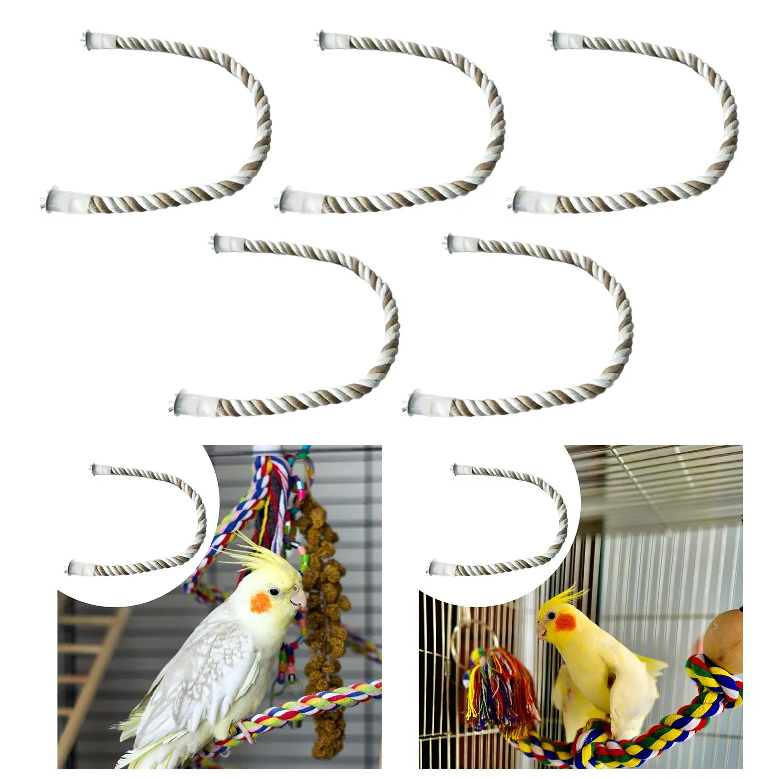 Parrot Climbing Rope Screw Mounted Hemp Swing Activity Center Cage Accessory Hanging Stand Rope for Conures Small Medium Parrots