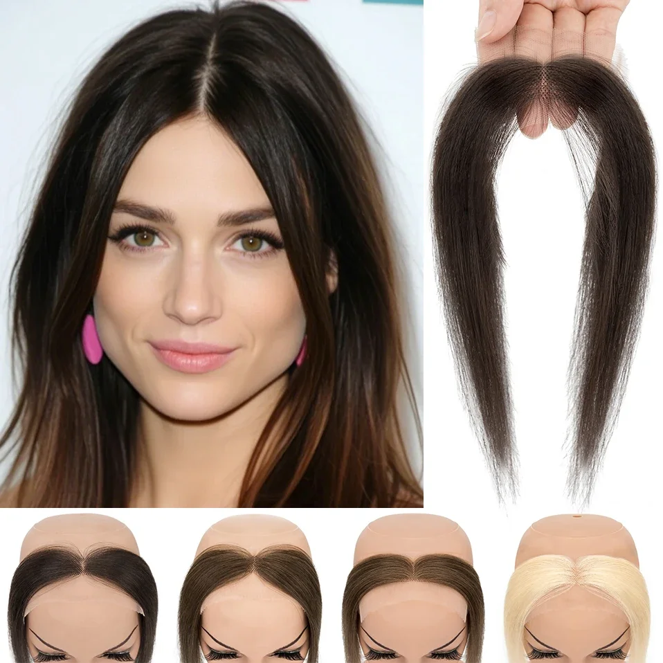 S-noilite Lace Front Wig Human Hair Toppers Hairline Hair Patch Hand-woven Single Knot Natural Invisible Replacement Hairpiece