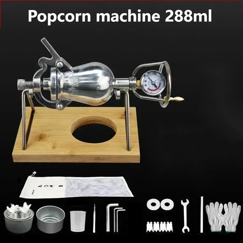 238ml 288ml Hand Operated Popcorn Machine 304 Stainless Steel Mini Household Popper Popcorn Maker Puffing Machine