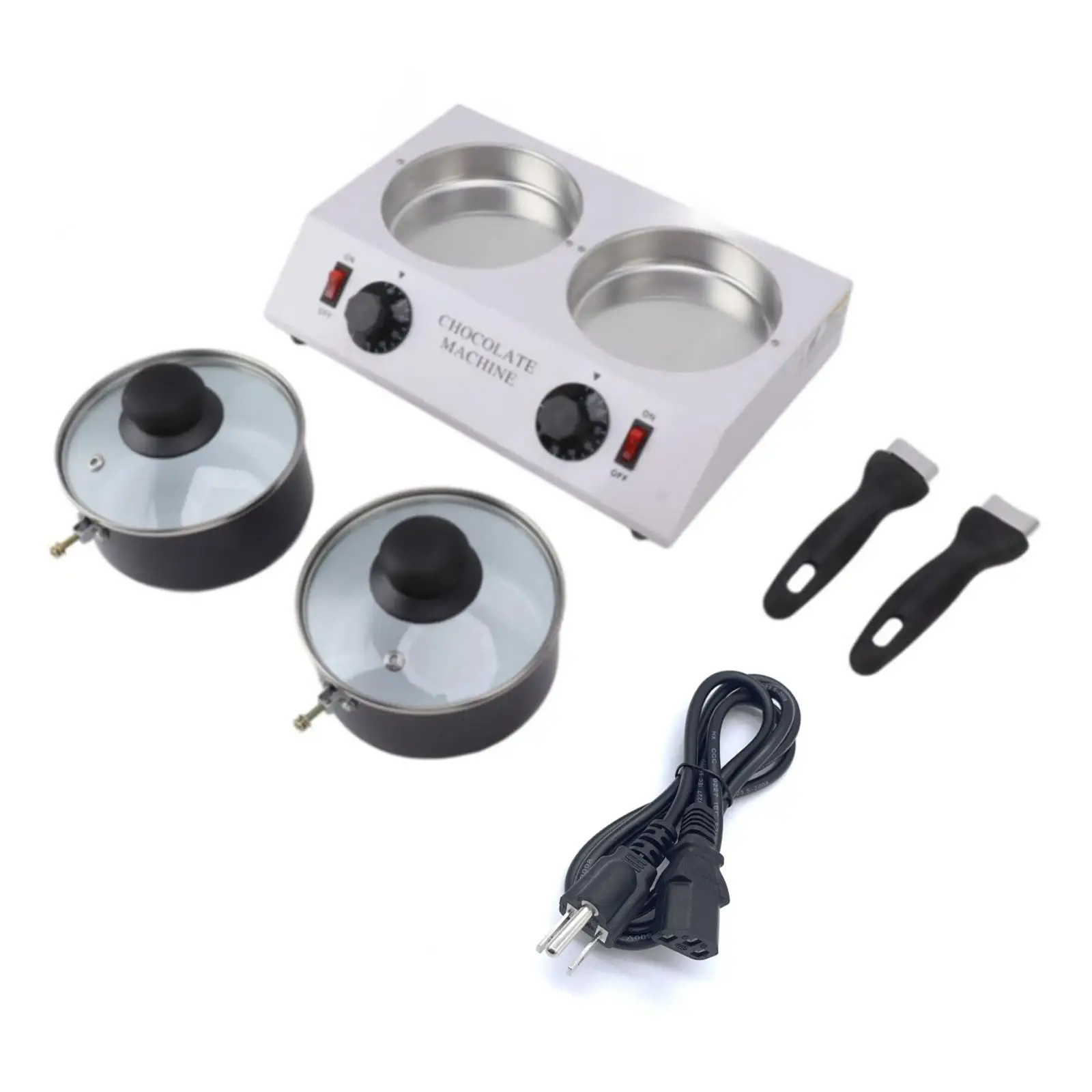 Chocolate Melting Pot US Adapter High Performance Wear Resistant 2 Pots Sturdy Chocolate Melting Machine for Cream Butter Cheese