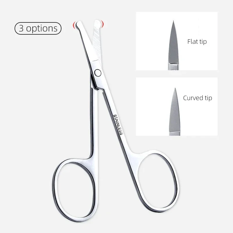 Heallor Mini Stainless Steel Portable Curved Mustache Eyebrow Nose Ear Hair Remover Scissor Trimmer Safety Tips Nail Cuticle Cut 3