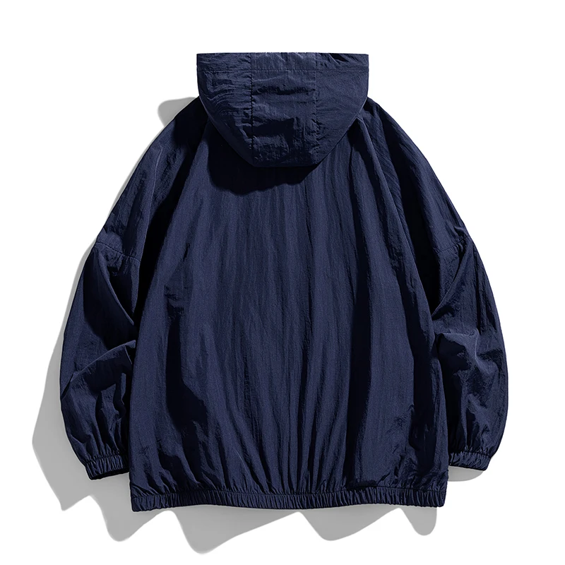 Harajuku Waterproof Windbreaker Unisex Summer Sunscreen Hooded Jacket Street Clothing Men's Camping Ultra Light UV Skin Clothes