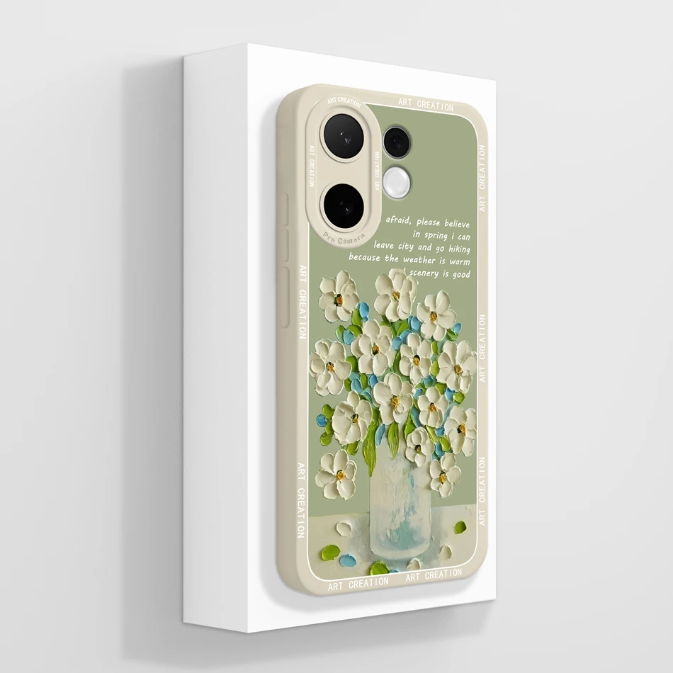 Artistic Style Full Coverage Anti-Drop Liquid Silicone Cute Phone Case