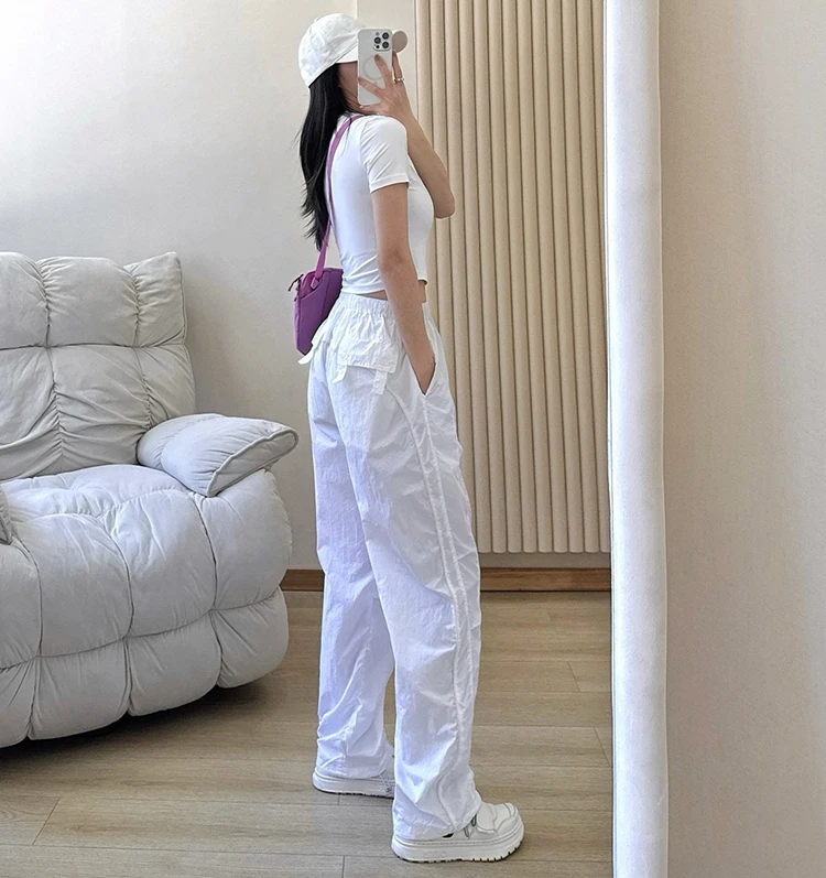 Frühlings-Sonnenschutz-Arbeitshose, neue gerade geschnittene, weit geschnittene Hose für Damen, vielseitig und locker, lässige Outdoor-Sporthose – Detail 4
