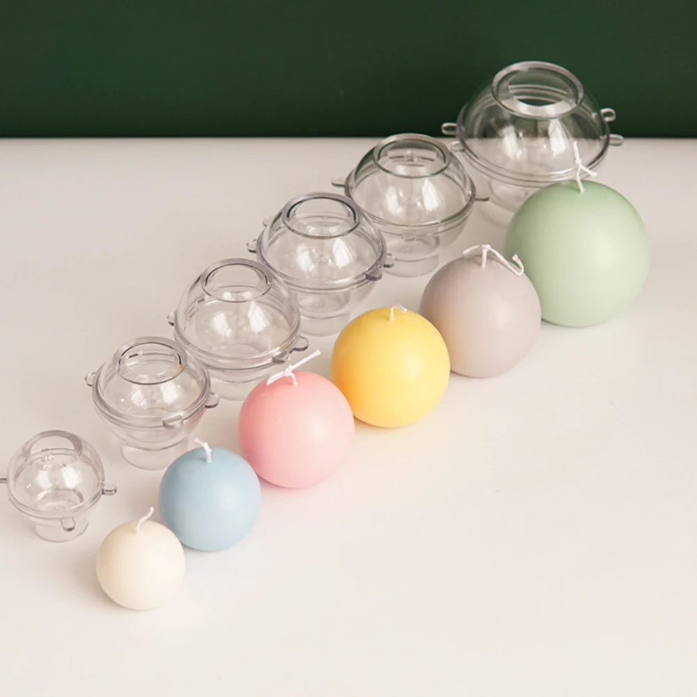 Description Picture 2 of item5-10cm Spherical Candle Plastic Mold DIY Handmade Round Ball Planet Series Aromatherapy Candle Making Supplies Acrylic Molds Kit