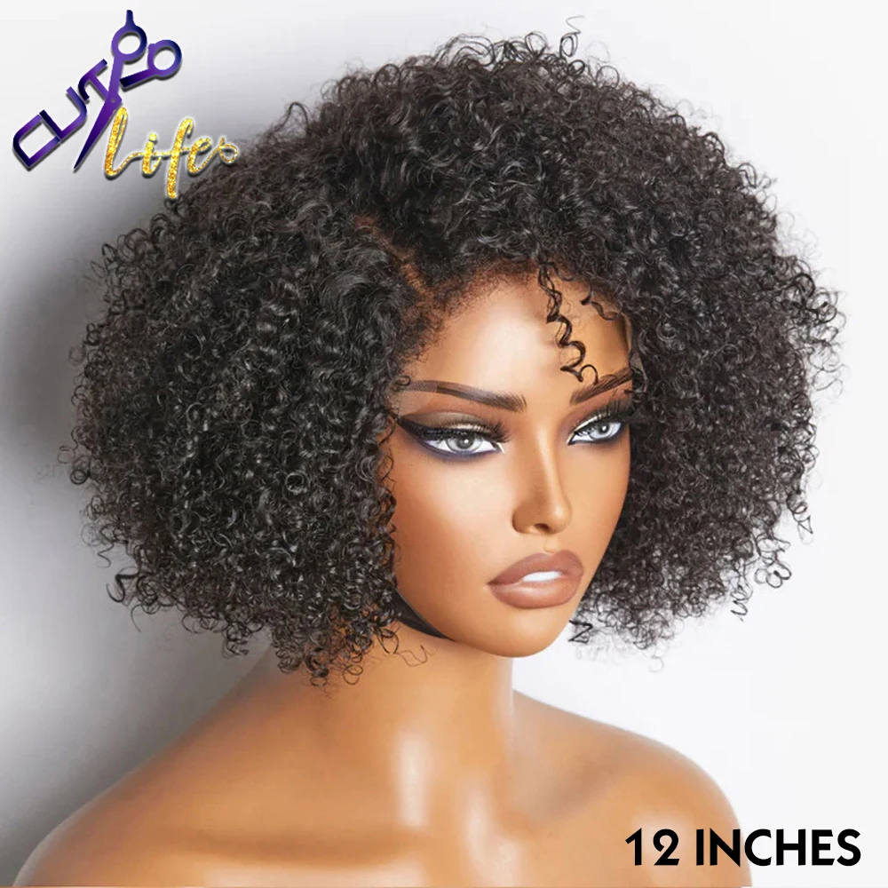 4x4 Wear And Go Glueless Human Hair Wig 4C Edges Jerry Curly Side Part Short Bob Wig Natural Hairline Ultra Natural Hairline