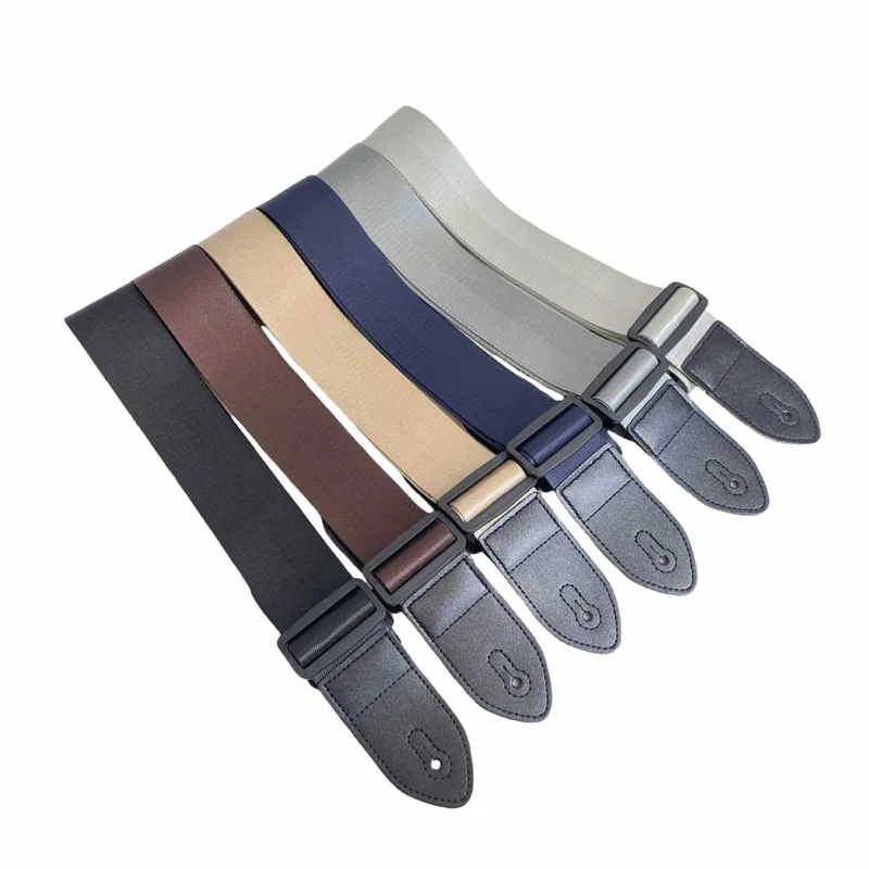 Solid-colored Adjustable Guitar Strap with PU Leather Ends - Suitable for Electric, Acoustic, and Bass Guitars