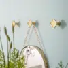 Solid Brass Four-leaf Clover Wall Mounted Coat Hooks Home Decorative Hallway Bags Keys Clothes Hangers Bathroom Towel Hook 5